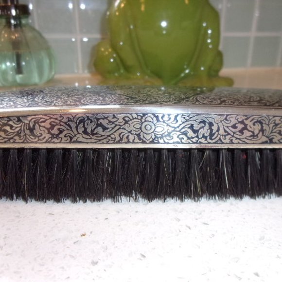 Siam Sterling Silver Man's Brush Set Niello - Picture 5 of 8